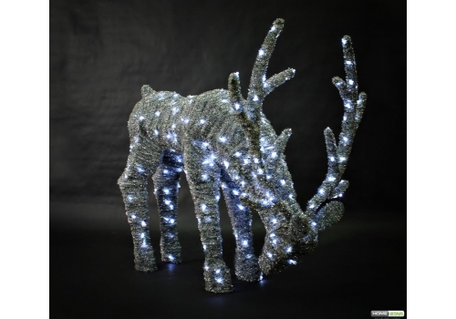 Светящийся олень в мишуре, серия 1,3 м, пьющий