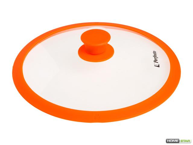 Крышка стеклянная, 240 мм, с силиконовым ободом, круглая, оранжевая, PERFECTO LINEA (25-024317)